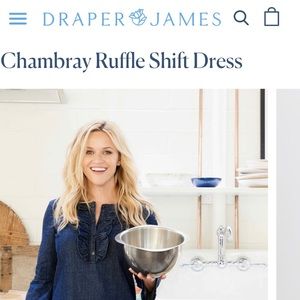 Draper James Chambray Ruffle Shift Dress sz 2